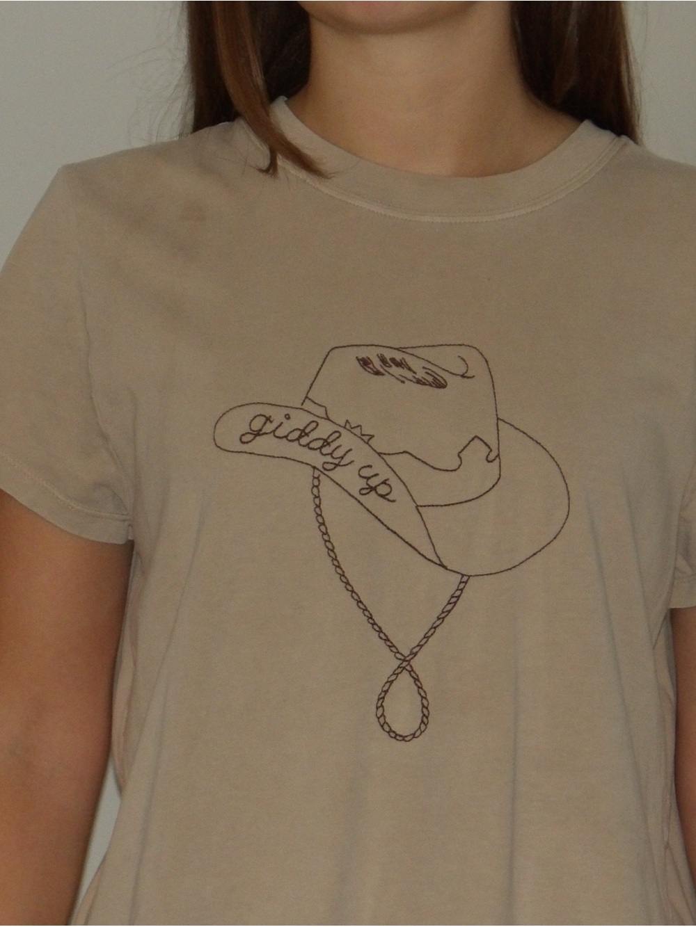 Sunday Best Beige Graphic Tee with Cowboy Hat Design